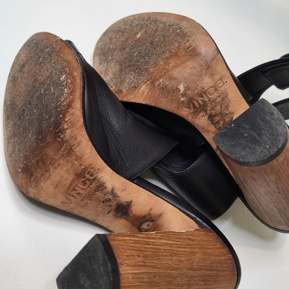 Vince Addie high heels black leather block chunky heel ankle strap shoes size 7 - Picture 14 of 14